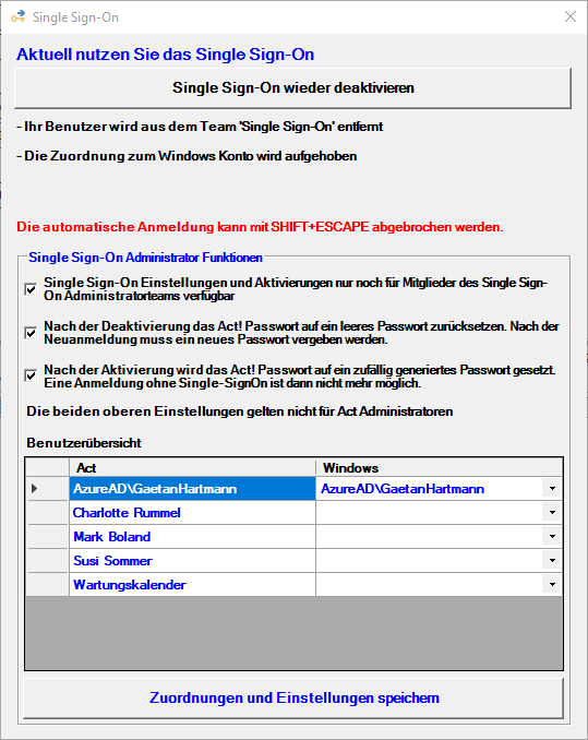 Single Sign-On Screenshot